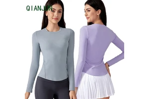 Wholesale High Elasticity Women's Yoga Clothes Round Neck Top Waist Cinching Slimming Outdoor Jogging Yoga Clothes