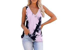 High Quality Tie Dye Women's Tank Top Ribbed Sleeveless Spandex/Cotton Anti-Pilling Eco-Friendly Breathable Quick Dry