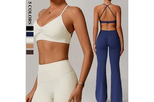 2025 Women's Lightweight High Quality Polyester Seamless Sexy V-Neck Yoga Bra Cross Back Breathable Quick DryFitness Sports