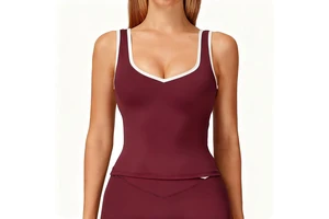 V-neck v Back Sleeveless Vest Tank Women Slim Fit Sports Bra Top Color Contrast Long Bras Yoga Running Tops for Gym Tennis