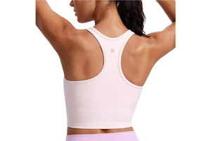 CRZ YOGA Butterluxe Breathable for Racerback Crop Tank Tops for Women-Padded Y-Back Scoop Neck Workout Yoga