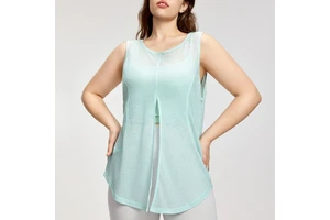 High Quality 100gsm 100% Polyester Lightweight Relaxed Fit Active Sleeveless Shirt Plus Size Fitness Tunics Yoga Flowy For Women
