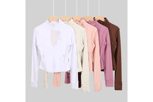 Women's Sports Fitness Yoga Jacket Stand-collar Jackets ForWholesale Custom Long-sleeve Yoga Tops High Quality