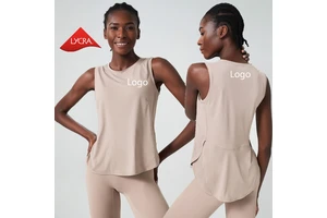 Custom Logo Cooling Breathable Nude Loose Sleeveless Sports Shirts Yoga Training Running Gym Fitness Tank Top