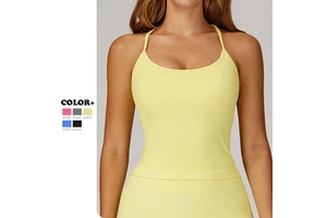 Custom Logo Seamless Cross Back Yoga Vest Thin Strap Breathable High Support Shockproof Outdoor Running Fitness Gym Top Women