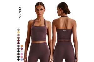 Women's Summer Breathable Eco-Friendly Gym Workout Yoga Tank Top Halter Neck Sleeveless Quick Dry