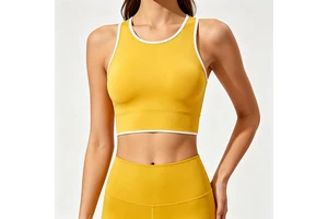 Contrast Trim Breathable Lightweight Yoga Vest Women Racerback Fitness Tank Top Regular Fit Gym Workout Crop Top Front Custom