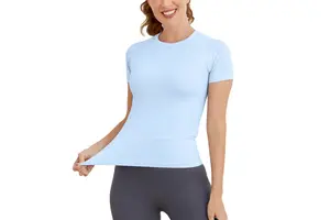 Women's Short Sleeve Seamless Workout Tops Breathable Gym Shirts for Yoga Athletes Soft Athletic Shirts