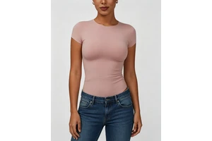 New Slim Fit Casual Top, Sense Of Luxury Square Shoulder Short Sleeve T-Shirt, Naked Feeling Sports Fitness Top