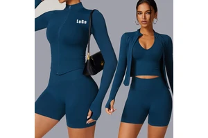 7725 New Seamless Long Sleeve Zip up Running Training Women Sportswear Track Fitness Workout Gym Yoga Jacket