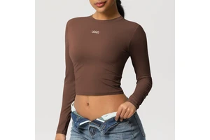 Tight Long-Sleeved Sports Top for Autumn Quick-Drying Breathable Yoga Suit for Running Fitness Sports T-shirt
