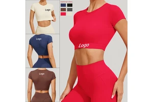 Women's Casual Versatile Tight-Fitting Breathable Quick-Drying Skinny Fit Yoga Wear Running Pilates Sports T-Shirt Short