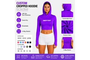 Custom Quick-Dry Ladies Fishing Shirts Women's Upf 50 UV Sun Protection Clothing Cropped Fishing Hoodie Crop Tops Beach Wear
