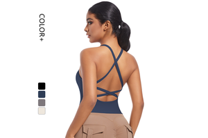 Women's Cross Back Yoga Tank Top Quick Dry Breathable Crop Vest Sleeveless Sports Top Printed Pattern Gym Fitness Running Bra