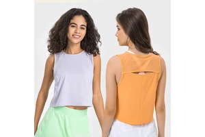 Custom Logo Sexy Lightweight Hollow Out Gym Sport Yoga Crop Top Quick Dry Breathable Women Fitness Workout Active Tank Blouse
