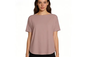 Women's Summer Knitted Breathable Quick Dry Casual Cotton Round Neck Loose Short Sleeved Yoga Cover-Up Shirt