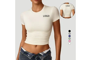 Quick-Drying Women's Yoga Running Sports Tank Top Custom Colors Seamless Fitness Tops Front Plus Sizes Available Short Sleeves