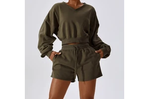 Fitness Wear Activewear Wholesale Women's V-neck Fashion Long Sleeve Yoga Top Gym T Shirt Versatile Sweatshirts for Women