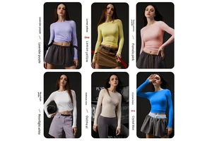 Women's Autumn Winter Yoga Top Thin Quick-drying Light Moisture-wicking Long-sleeved Sports Fitness Clothes
