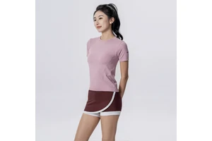 Women's Short Sleeve Spandex/Nylon Athletic Top Spring/Summer Fitness Wear Running Solid Color Yoga Sports Anti-Exposure