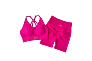 Women's Quick-Drying Fitness Set Breathable Eco-Friendly Beautiful Back Bra Yoga Suit Seamless Customized Logo Hip Lifting