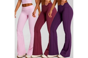 Nude Feeling Flare Leg Yoga Pants High Waist Butt Lifting Solid Four Way Stretch Women Gym Fitness Wear OEM ODM