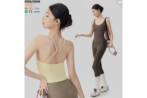 XW-DWB116006 Breathable Quick Dry Yoga Activewear Adjustable Straps Backless Solid Pattern Crew Neck Gym Wear Basic Tops Women