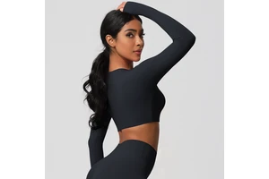 Seamless Breathable Yoga Top Four-Way Stretch Quick Dry Backless Spandex Sports Running Gym Customized Personalized Long Sleeve