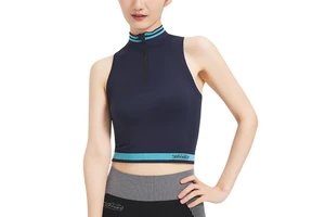 Outdoor Hiking and Climbing Sweat-wicking Half-zip Stretch Seamless Turtleneck Sleeveless Sports Running Yoga tank Top for Women