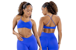 New Popular Women's High Elastic Shock-proof Cross Back Yoga Halter Tops Seamless Backless Front Print Gym Fitness Running
