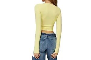 Breathable Winter Yoga Top for Women Long Sleeve Skinny Fit High Intensity Fitness Running Sportswear Spandex Nylon Blend
