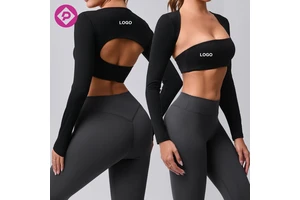 Asymmetric Women Sexy Long Sleeve Yoga Top Quick Drying Running Short Shirts Breathable Women's Sports T-shirt