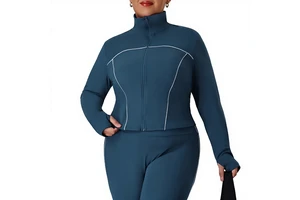 New Autumn Winter Slim-fit Plus Size Women's Spandex/Nylon Solid Yoga Coat Long-sleeved Outdoor Sports