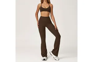 Autumn Shockproof Naked Feel Yoga Outfit Set Quick-Drying Tight Fitting Gym Clothes Casual Sports Two-Piece Suit for Women
