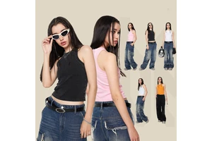 Custom 235gsm Sleeveless Gym Tank Stretchy Breathable Cotton Spandex Vintage Acid Wash Tank Tops Woman Washed Crop Vest For Girl