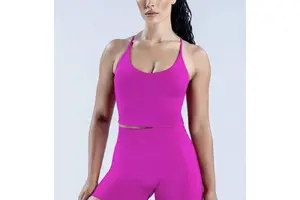 Oem New Design Womens U Neck Cross Back Compression Activewear Running Gym Seamless Sports Tank Top