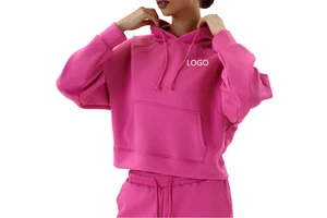 Women's Casual Breathable Yoga Pullover Hoodie Sports Workout Running Top with Loose Fit Autumn Winter Print Pocket Short Length