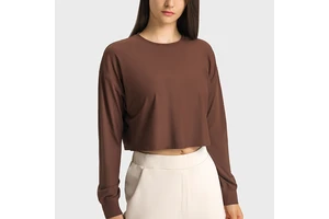 Women's Long Sleeve Gym T-Shirt Quick Dry Breathable Sweat-Wicking Crop Tops for Autumn Fitness Yoga Sports Slim Fit Design