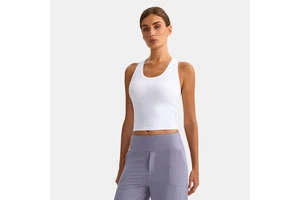 Custom Logo Women's No Padding Racerback Yoga Tank Top Tight Fit Workout Fitness Sports Vest