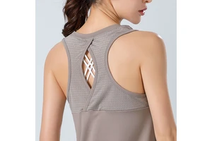 Ladies Sexy Yoga Fitness Wear Casual Plain Loose Round Neck Sports Gym Workout Custom Women's tank Gym Tops Women