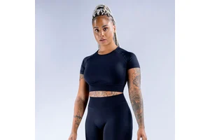 Seamless Short Sleeve Crop Top Tummy Control Gym Yoga Shirt Workout Fitness Activewear for Women Wholesale
