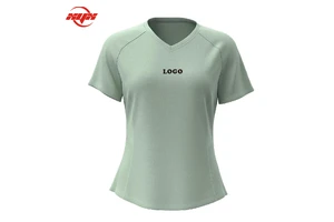 Women's Sports Quick Dry Breathable V-Neck Short Sleeve t Shirts Polyester Spandex Blend T-Shirt for Yoga & Outdoor Workouts