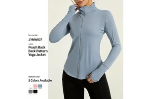 Custom Slim Fit Quick Dry Nylon Spandex Windproof Women Yoga Jacket Workout Top with Peach Back for Gym Running Cycling Fitness
