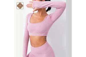 Sustainable Breathable Recyclable Sweat-Wicking Four-Way Stretch Quick Dry Long Sleeve Skinny Fit Fitness & Yoga Wear Tops