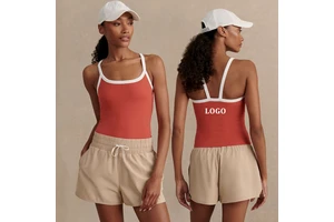 Custom Quick-Dry Yoga Bra Manufacturer Private Label Sports Slim-fitting Tank Breathable Stretch Contrast Color Gym Active Top