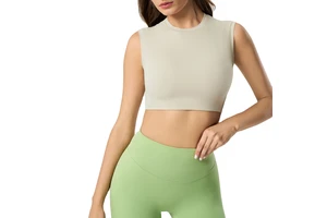CUstom Wholesale Women Sleeveless Yoga Crop Top High Neck Fitness Gym Workout Tank Top Athletic Activewear Sports Top