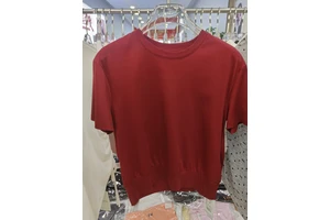 Red Twisted Knot Front Crop T-Shirt Women Cotton Short Sleeve Slim Fit Round Neck Cut Out Summer Tee
