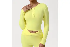 JY Women's Lightweight Breathable Comfortable Yoga Sports Undershirt Slim-Fitting Off-the-Shoulder Fitness T-Shirt Long Sleeves
