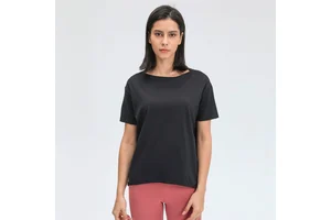SportsTop Women's Loose Yoga Short Sleeve Fashion Pleated Activewear Quick Dry Breathable Workout T-shirt Plus Size