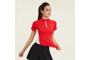 Women Slim Fit Short Sleeve Sports T Shirts Quarter Zip Pullover Workout Yoga Tops Comfortable Active Wear Training Gym T Shirt